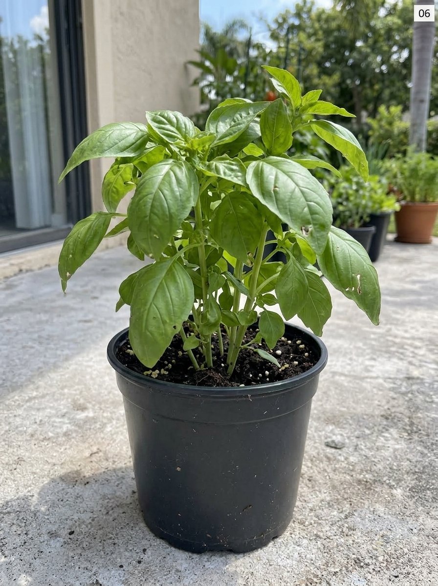 Herbs growing in containers