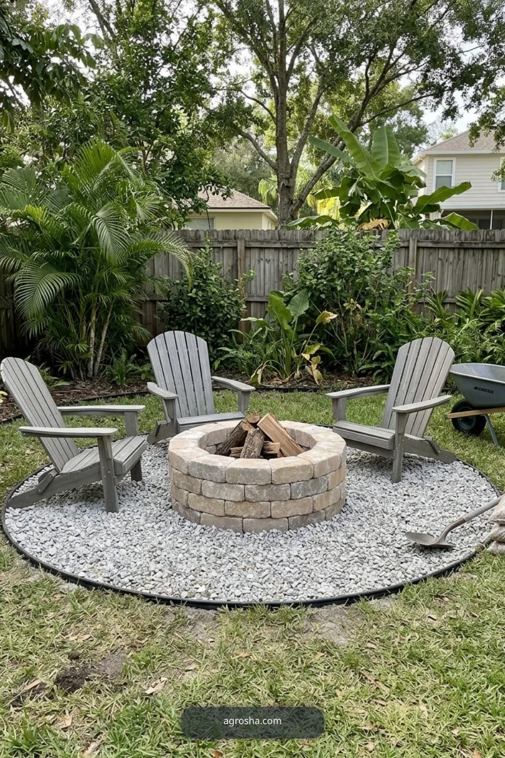 Florida backyard upgrade example showing build a small fire-pit area where allowed