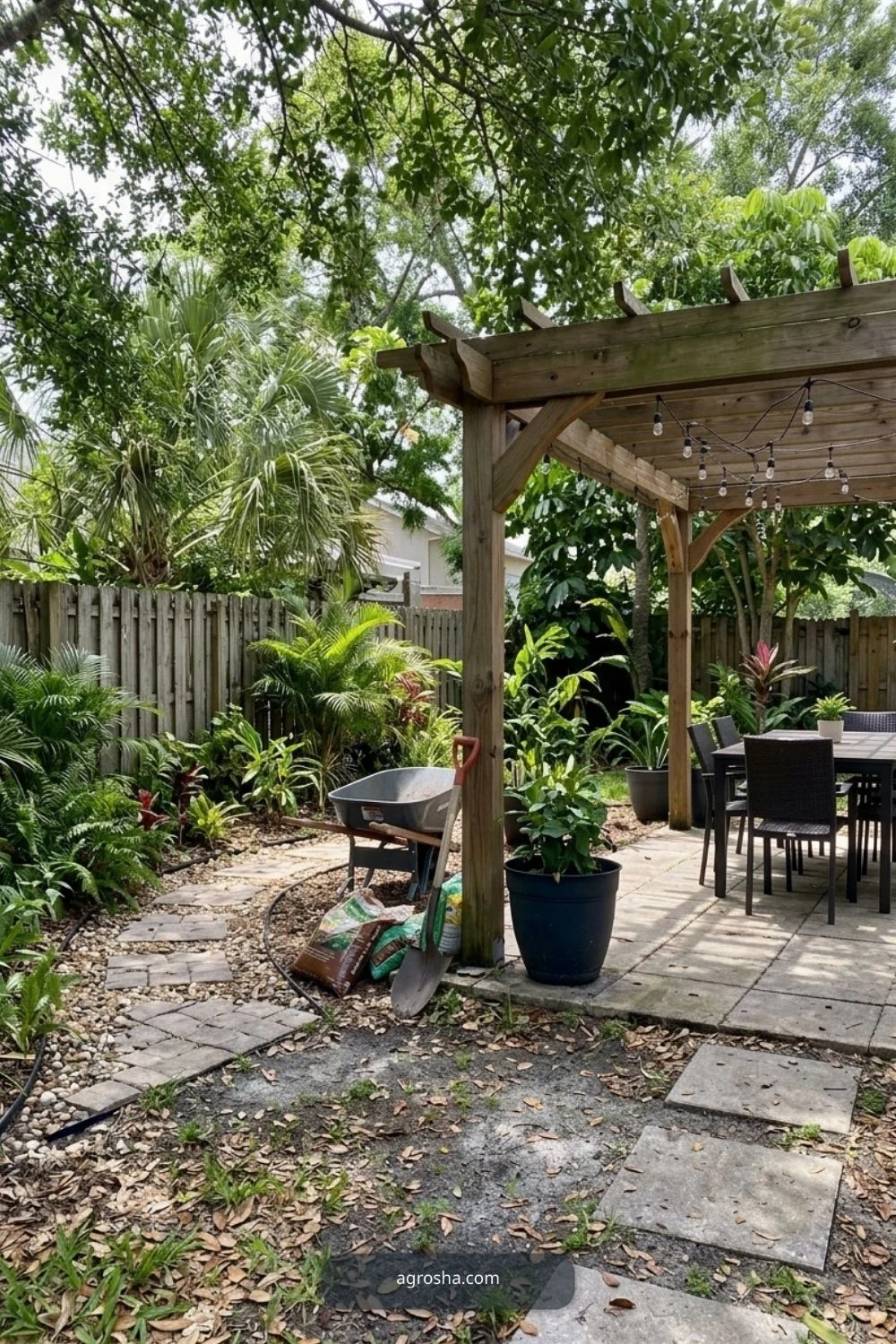 Florida backyard upgrade example showing add a pergola only where shade is needed