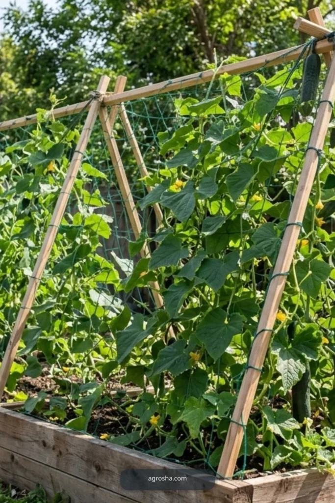 DIY Cucumber A-Frame Trellis for Raised Beds and Small Yards