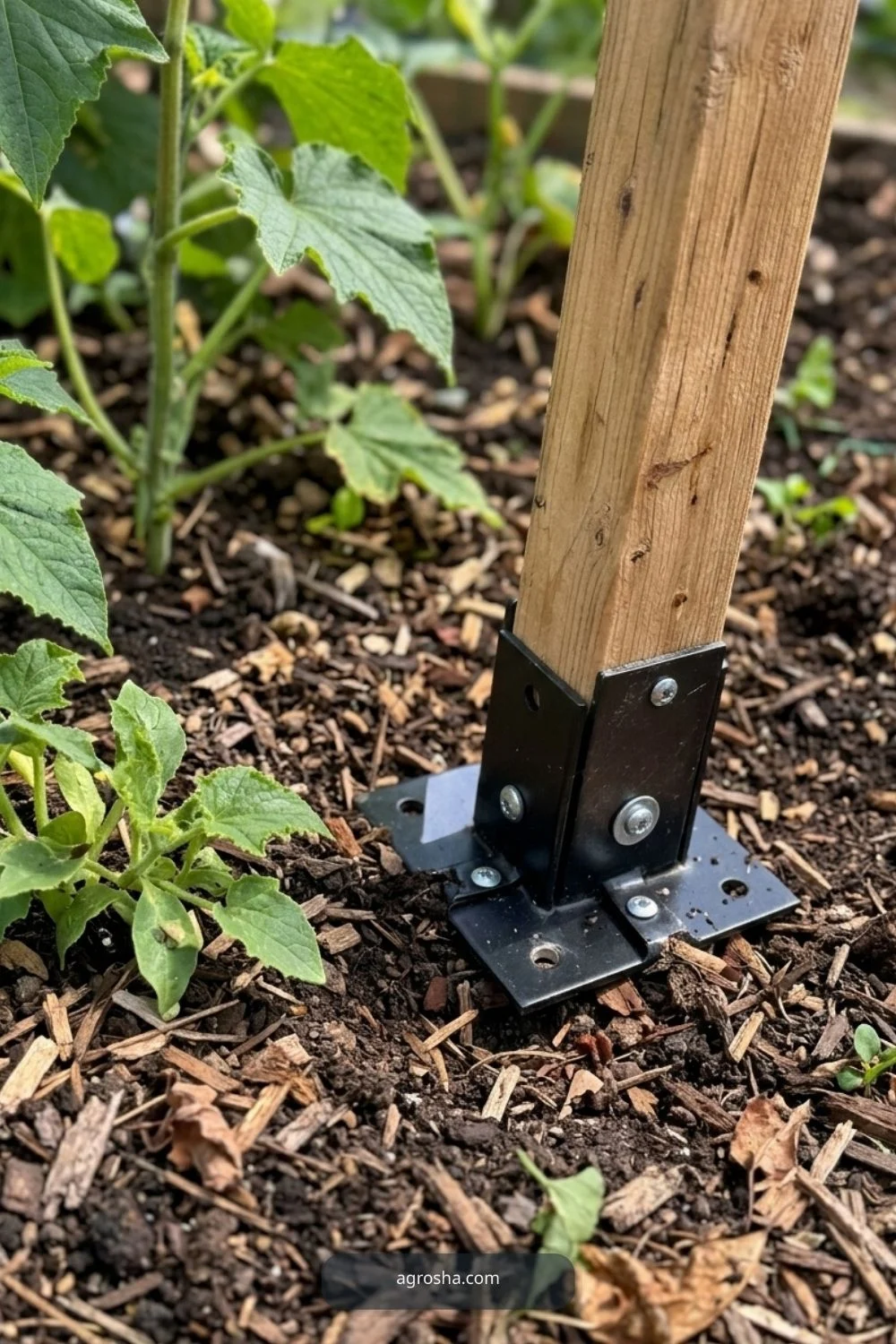Attach support netting neatly for DIY cucumber A-frame trellis