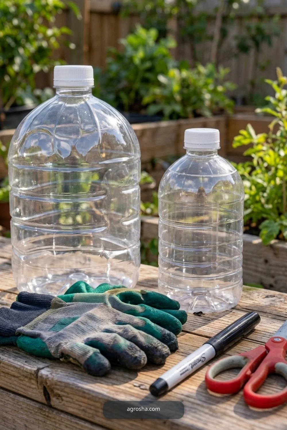 Materials and Tools for DIY garden cloche from recycled materials