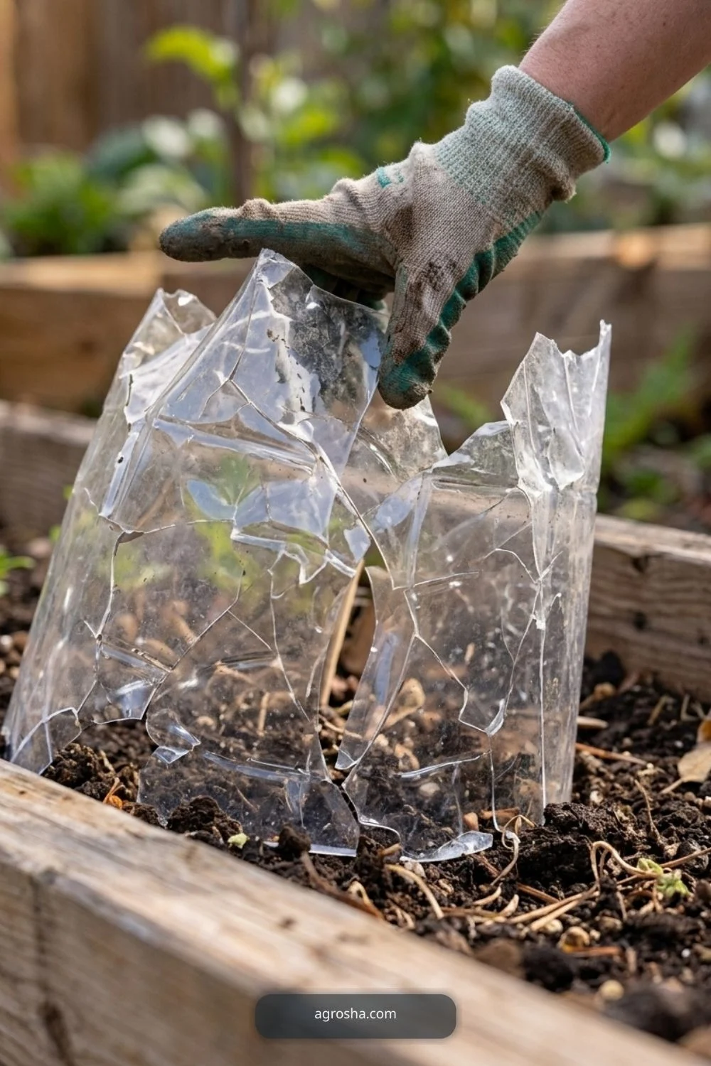 Retire cracked plastic for DIY garden cloche from recycled materials