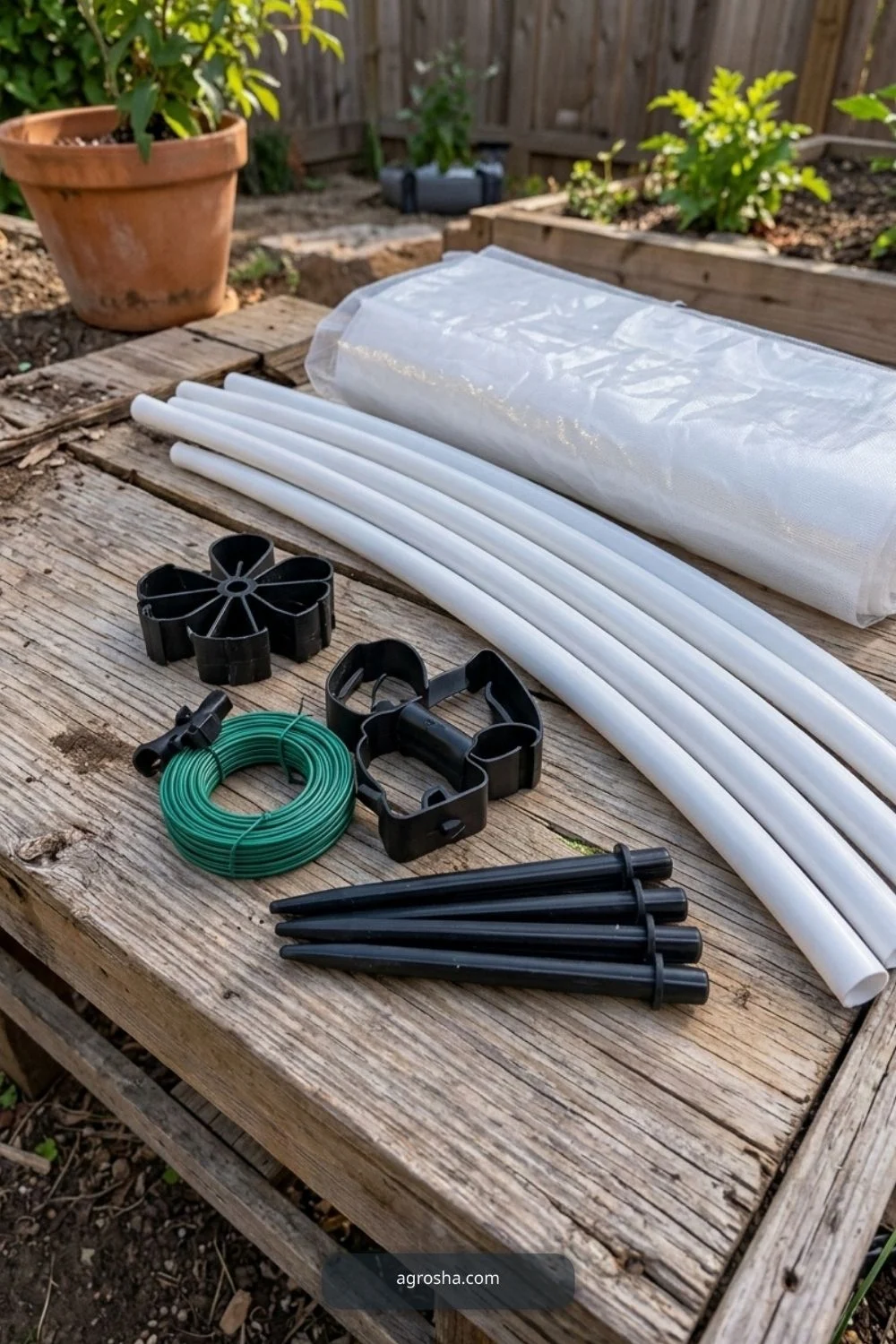 Materials and Tools for DIY mini greenhouse for raised beds
