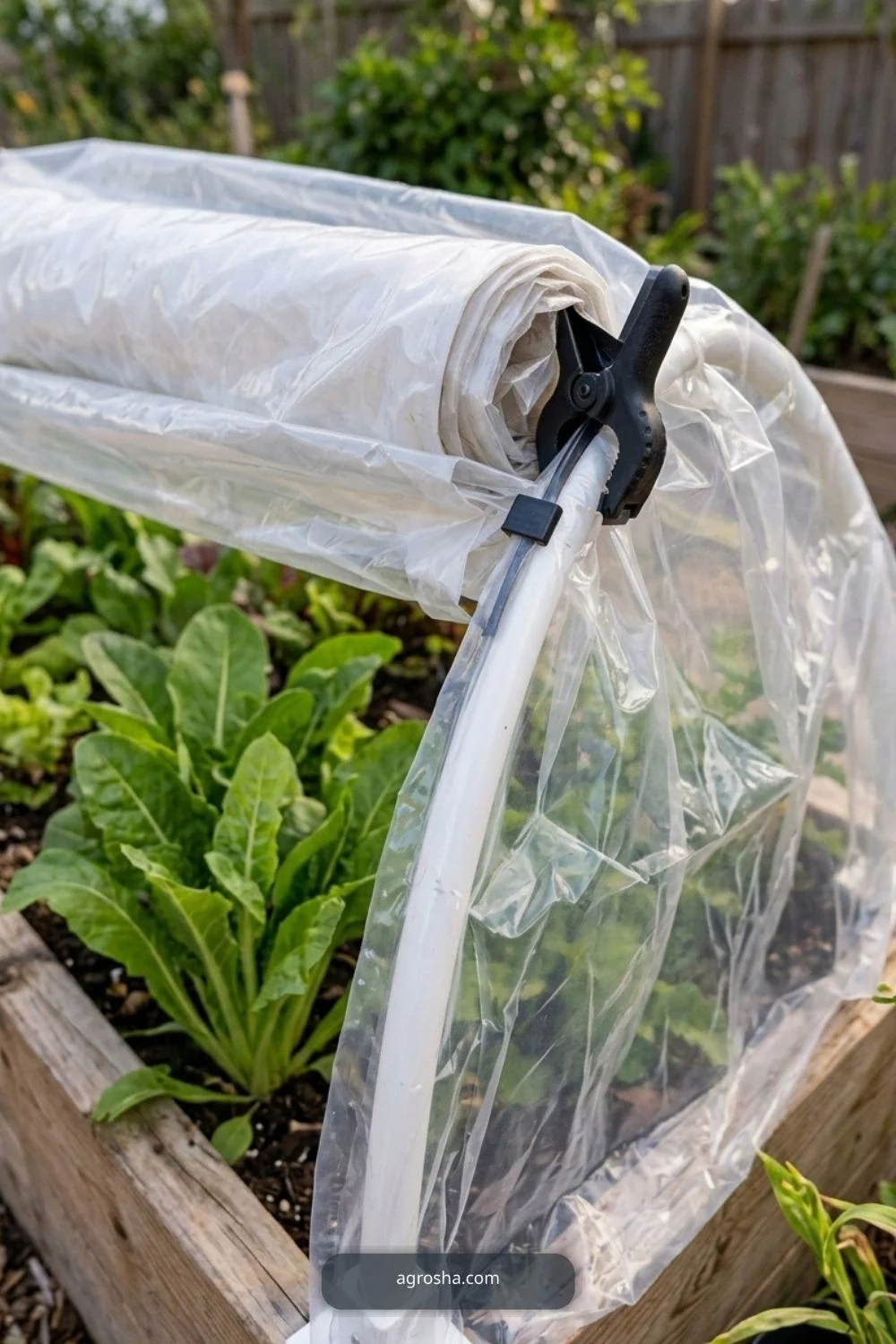 Daytime ventilation for DIY mini greenhouse for raised beds