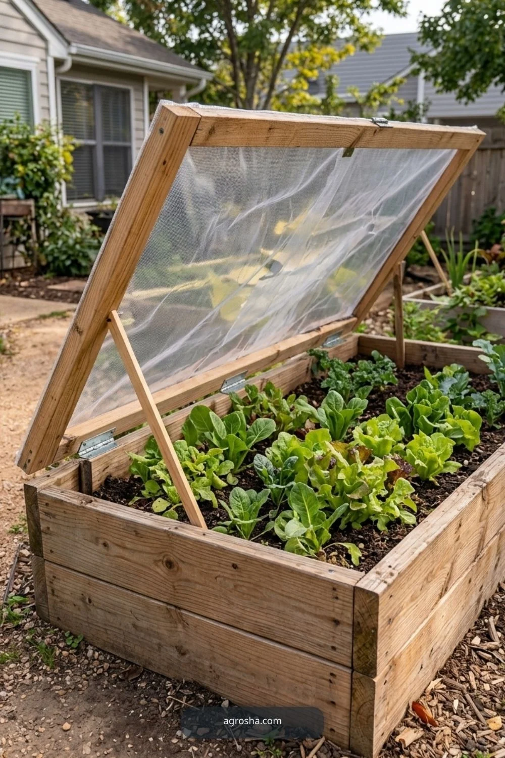 Hinged lid alternative for DIY mini greenhouse for raised beds