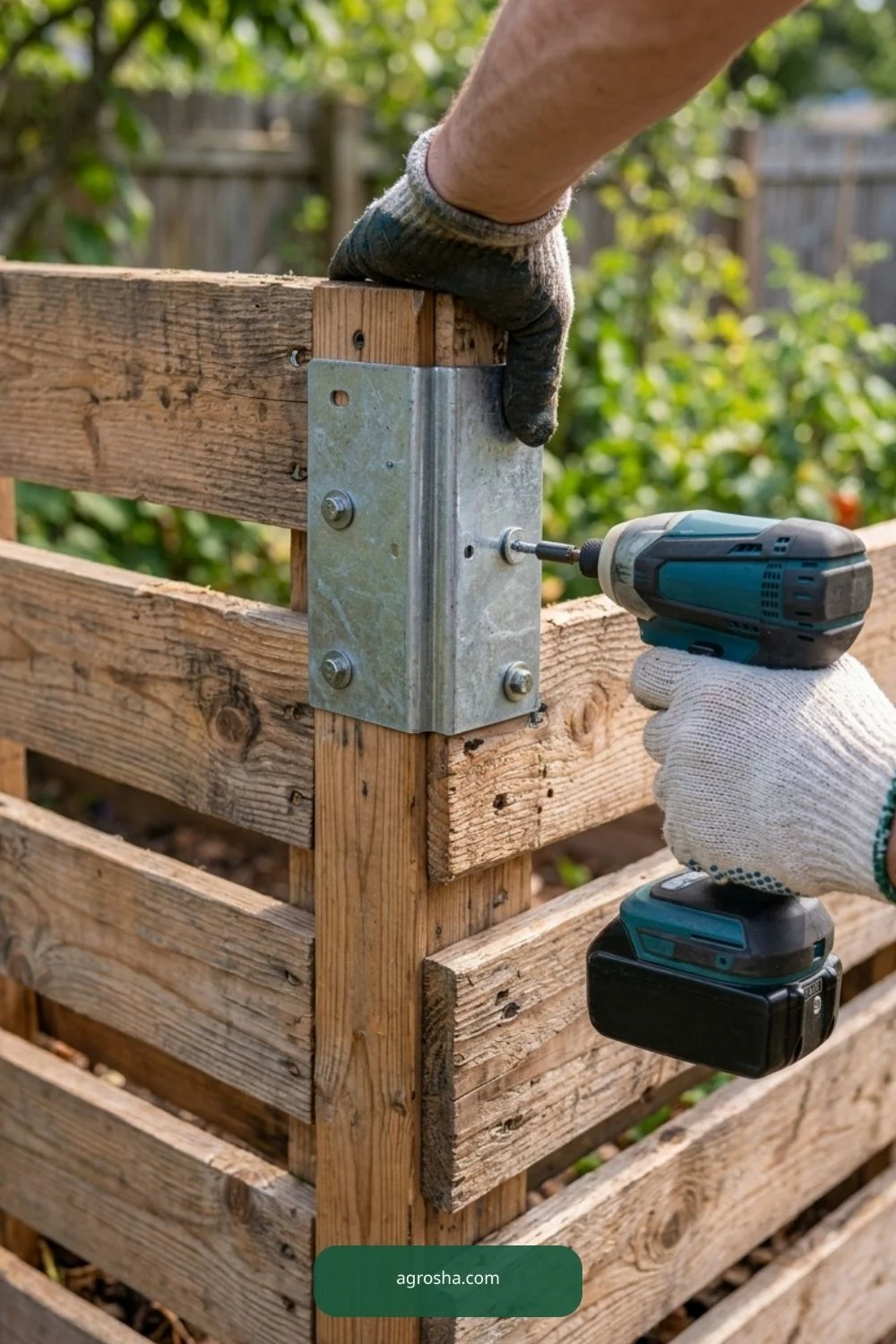 Prepare the ground and lay out walls for DIY pallet compost bin