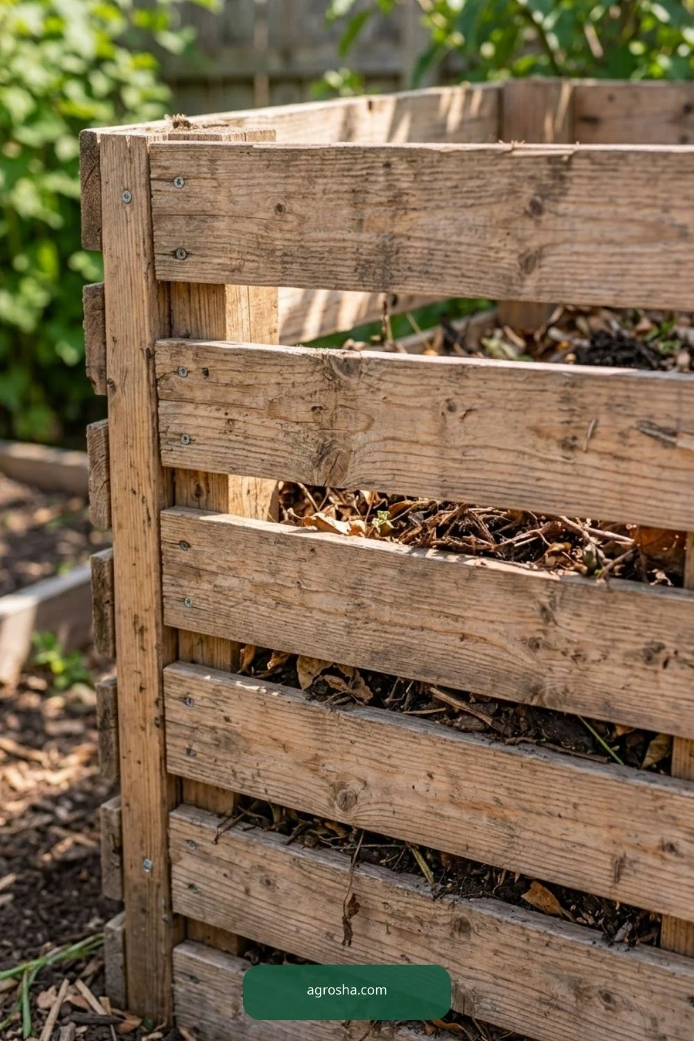 Air gaps between slats for DIY pallet compost bin
