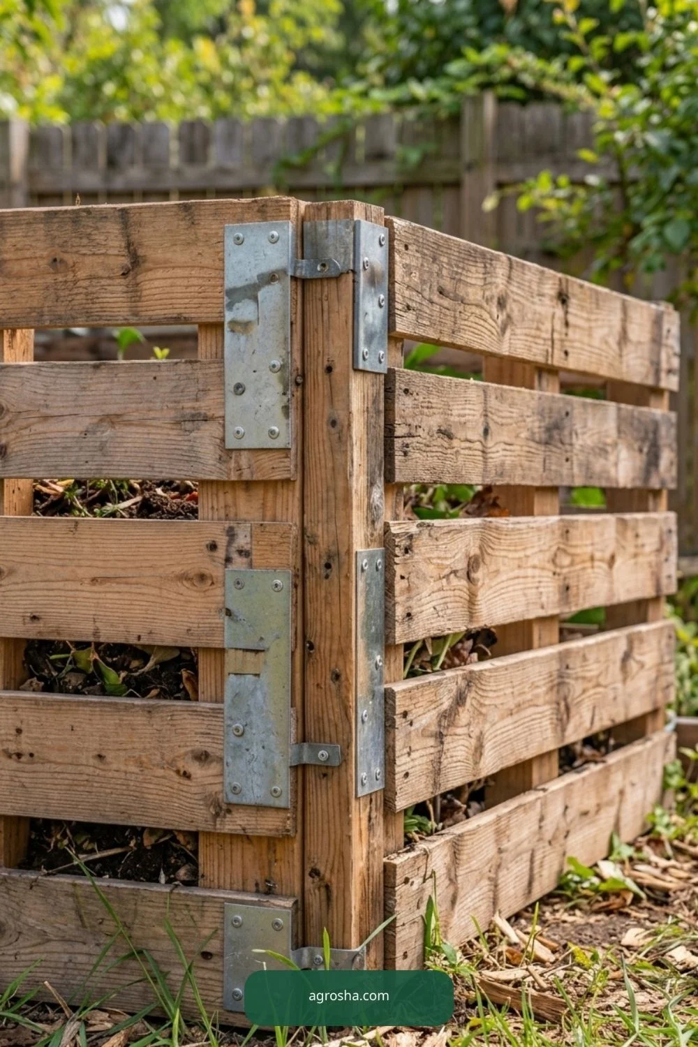 Exterior corner brackets for DIY pallet compost bin