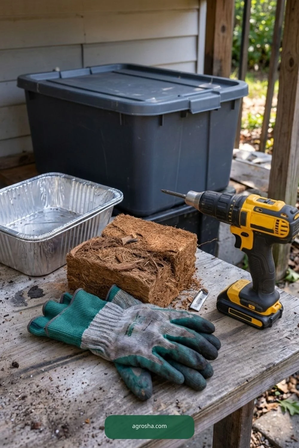 Materials and Tools for DIY worm composting station outdoors