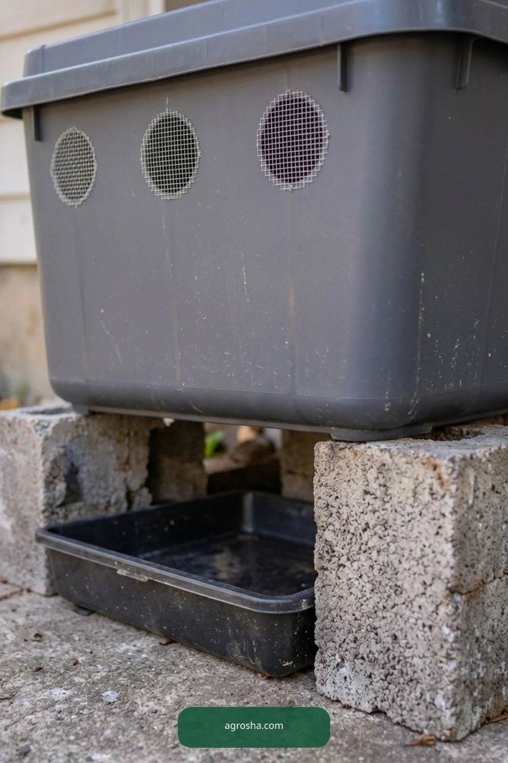 Drill air and drainage openings safely for DIY worm composting station outdoors