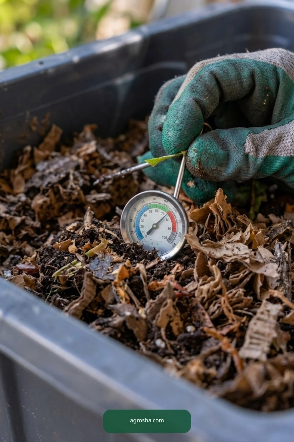 Watch water, air and temperature for DIY worm composting station outdoors