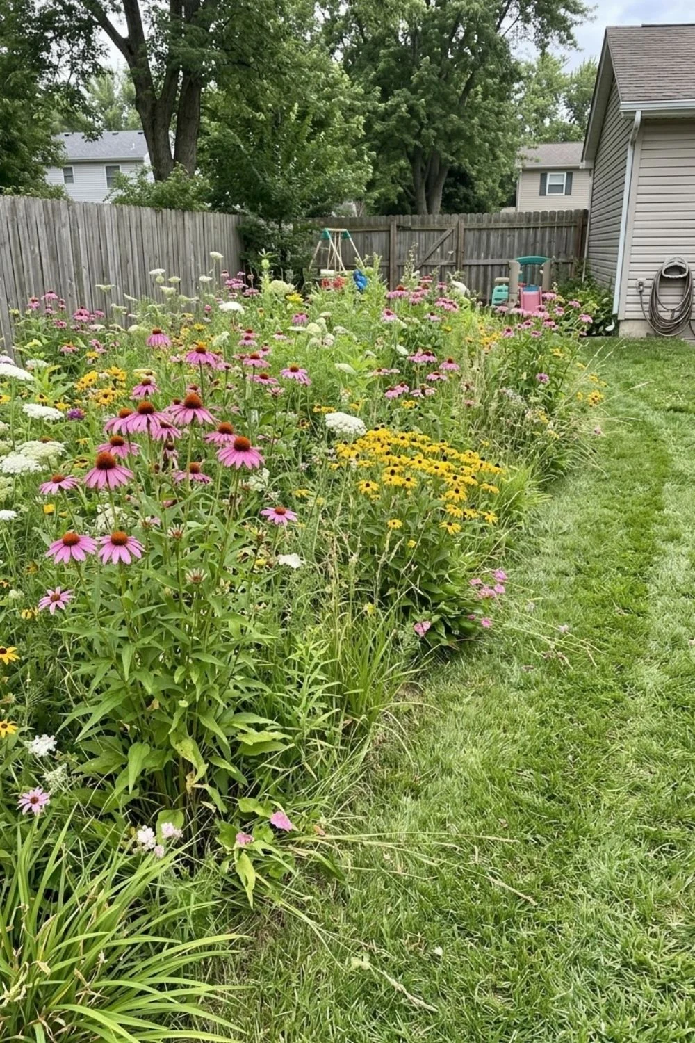 Wildflower Soft Edge defining a flower bed in a suburban backyard