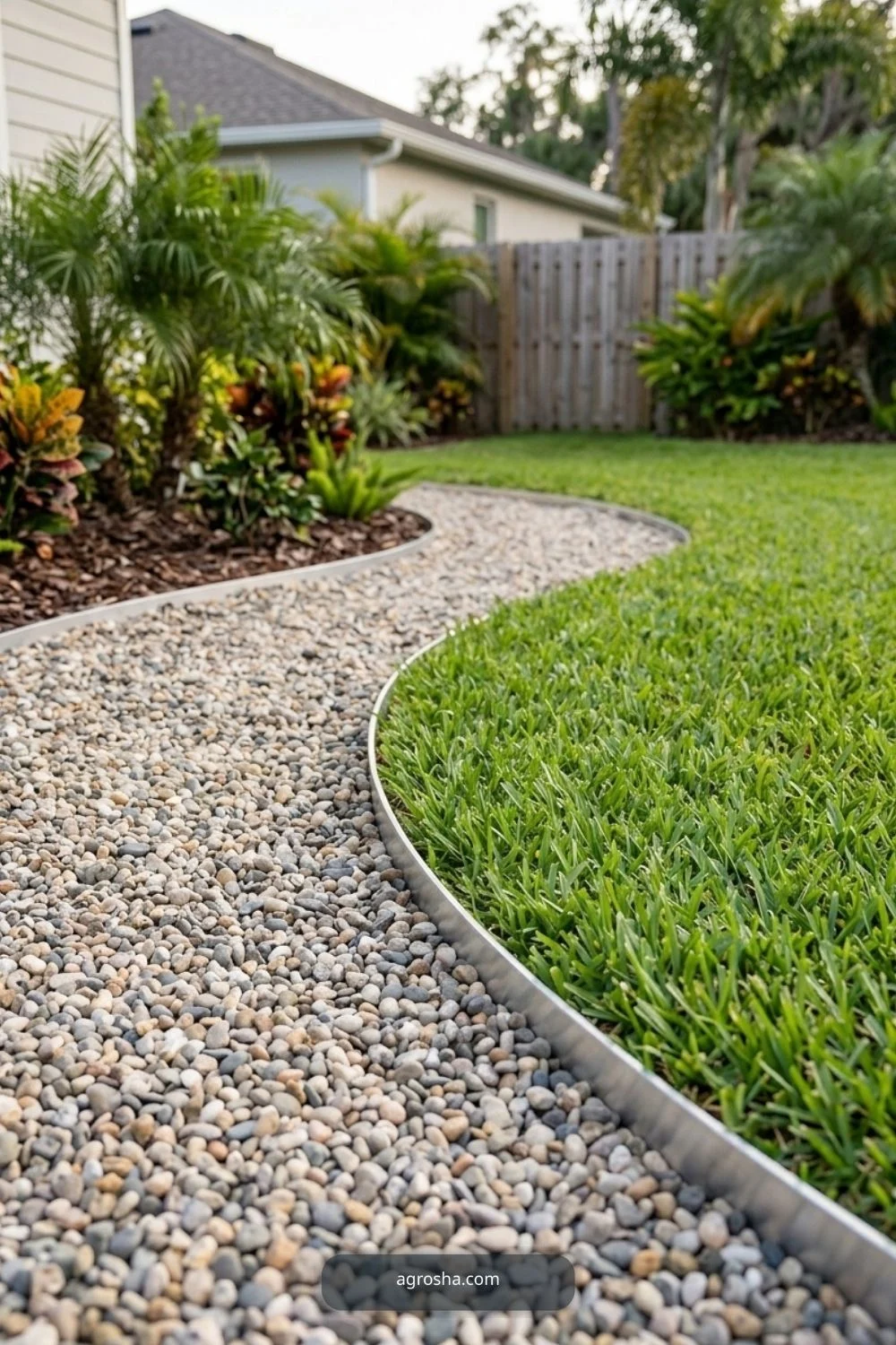 Florida landscape edging example showing aluminum landscape edge