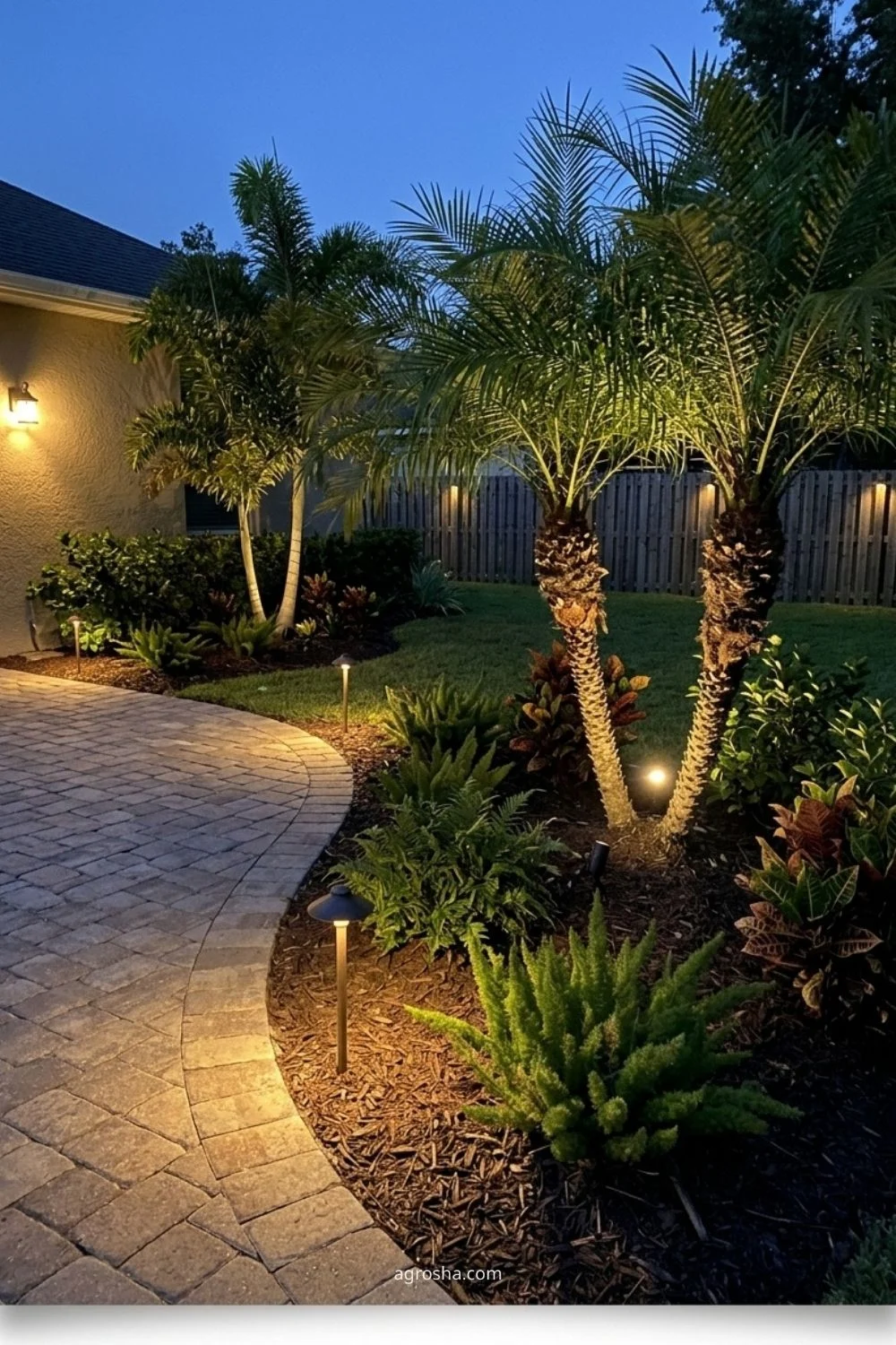 Florida garden lighting example showing build a simple layered lighting plan