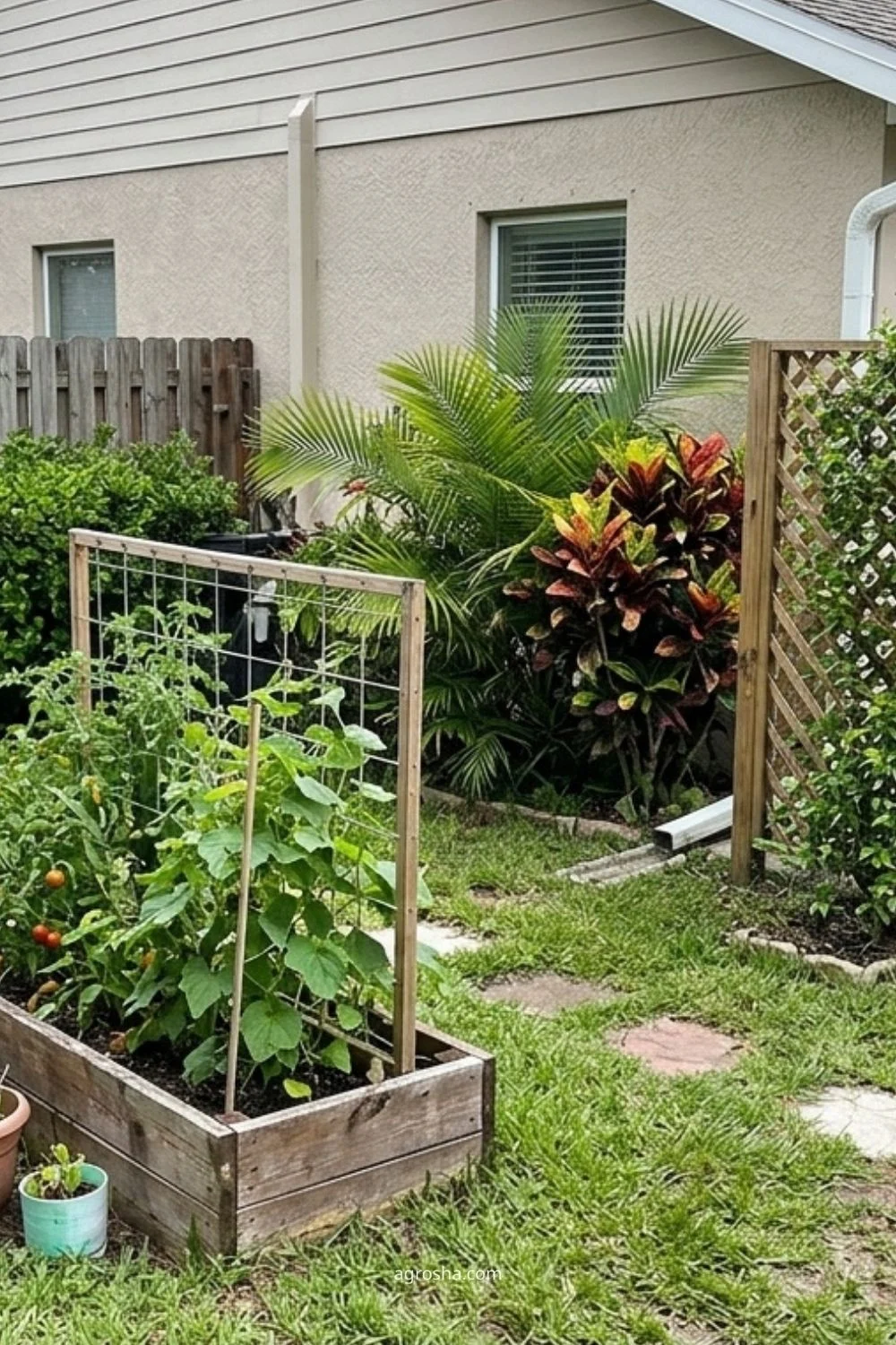 Florida garden showing flower, vegetable, and privacy trellis types