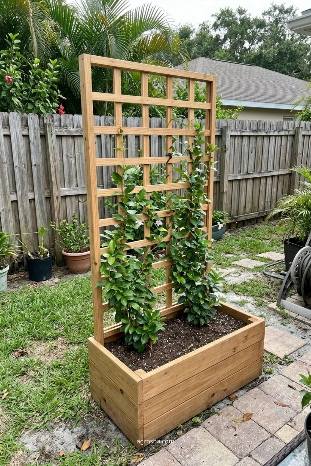 Florida garden trellis example showing freestanding trellis for renters or flexible layouts