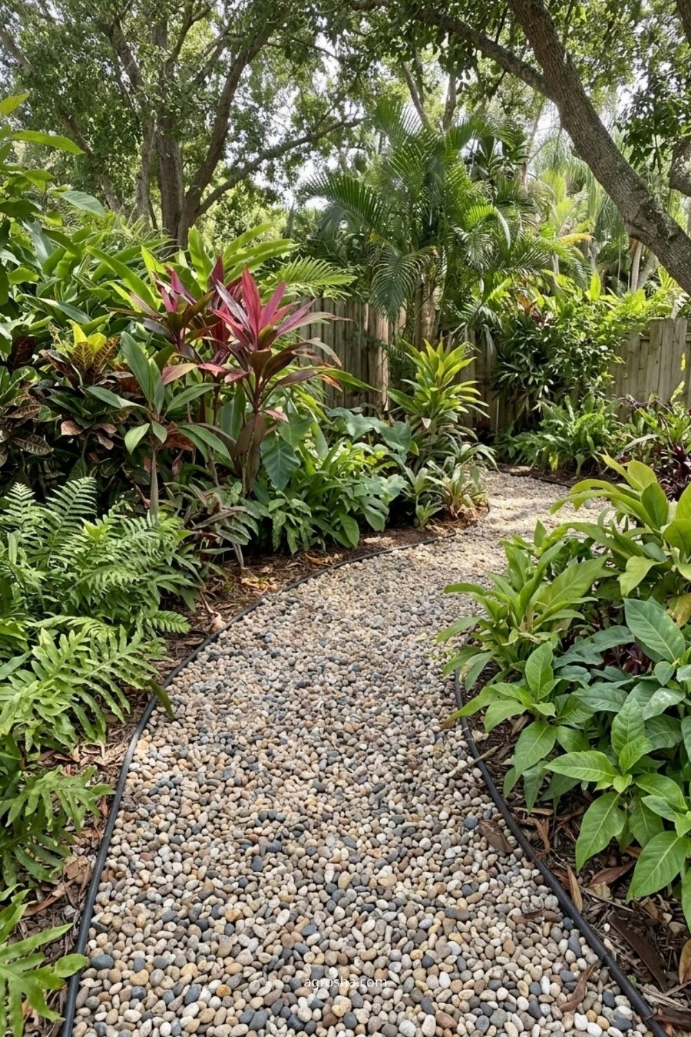 Florida gravel path showing gravel path under partial shade