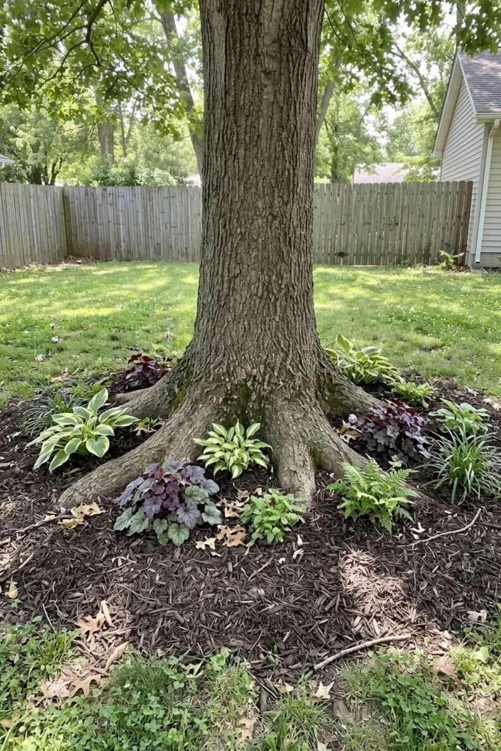 Under-Tree Shade Garden in a shaded suburban backyard garden