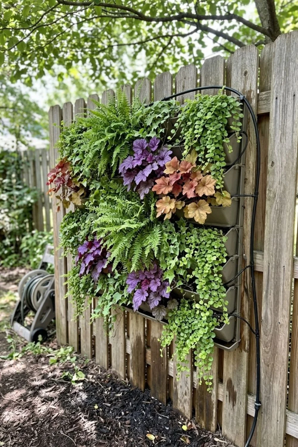 Vertical Shade Garden in a shaded suburban backyard garden