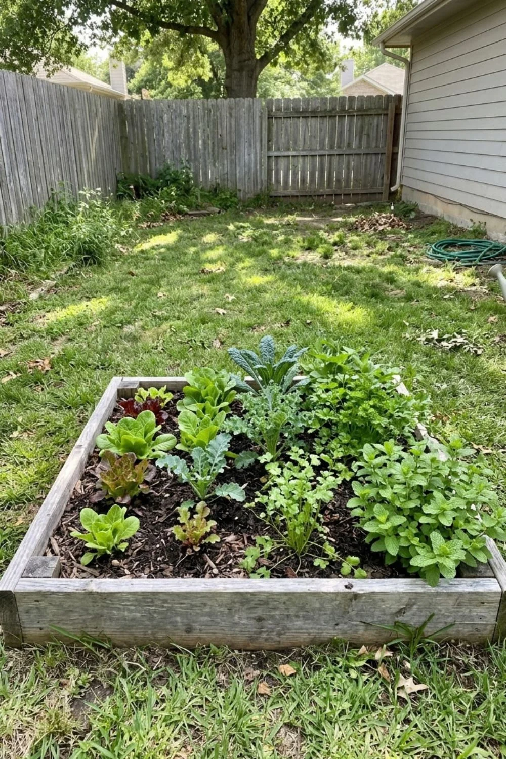 Edible Shade Garden in a shaded suburban backyard garden