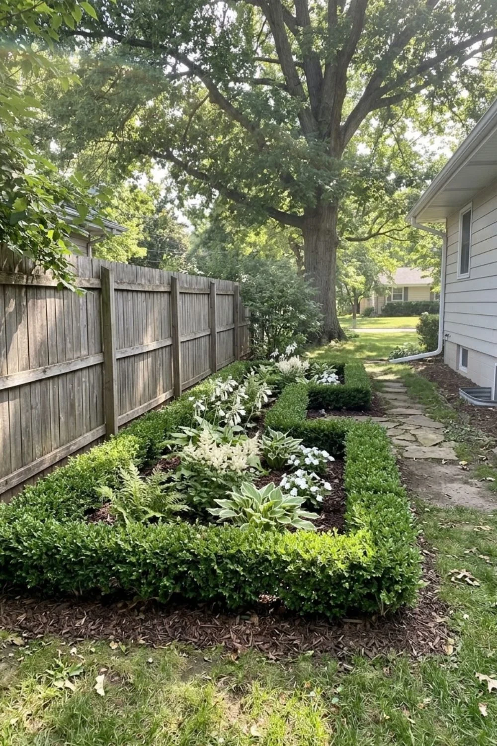 Formal Shade Garden in a shaded suburban backyard garden