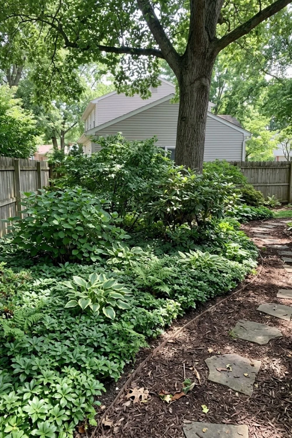 Shade Groundcover Carpet in a shaded suburban backyard garden
