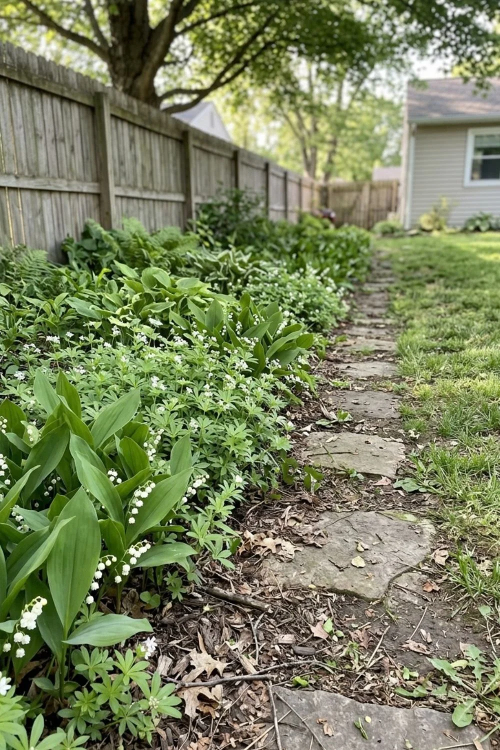 Fragrant Shade Garden in a shaded suburban backyard garden