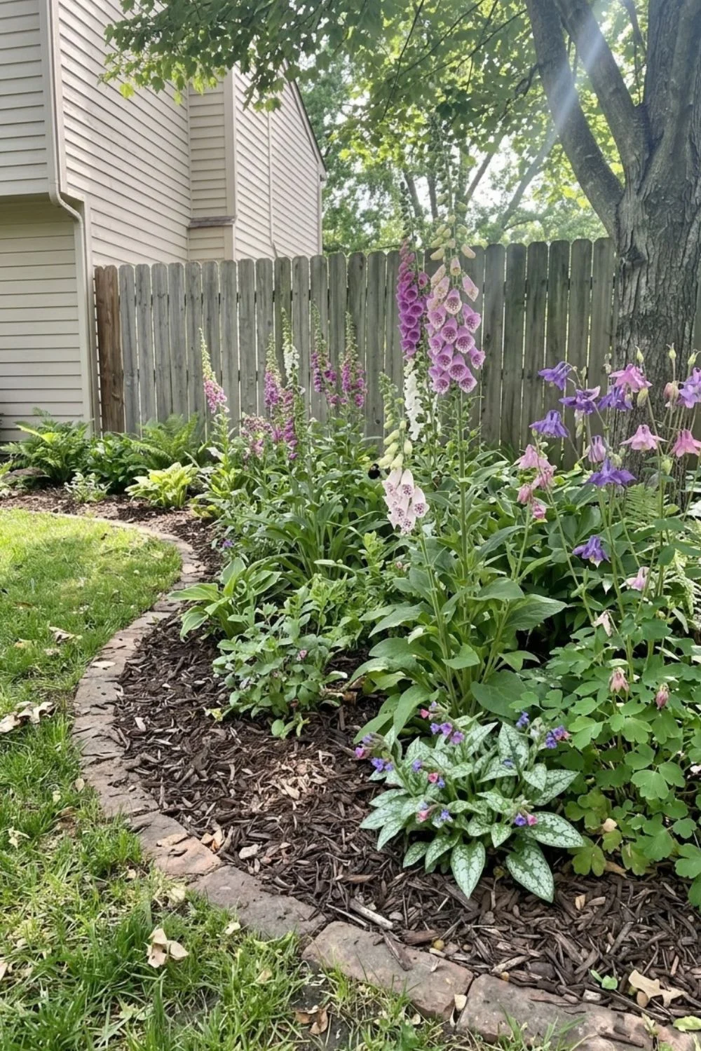 Pollinator-Friendly Shade Garden in a shaded suburban backyard garden