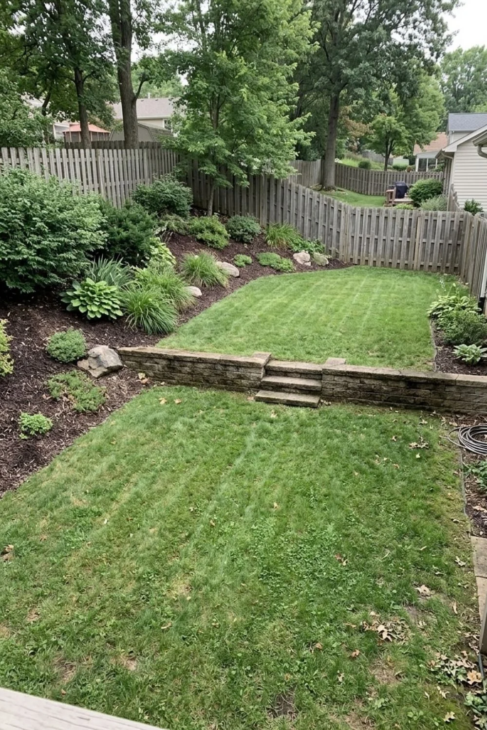 Flat Lawn Tiers integrated into a sloped suburban backyard