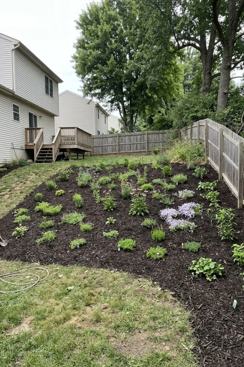 Groundcover and Wildflower Slope integrated into a sloped suburban backyard
