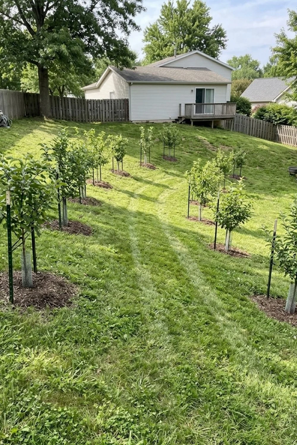 Small Sloped Orchard integrated into a sloped suburban backyard