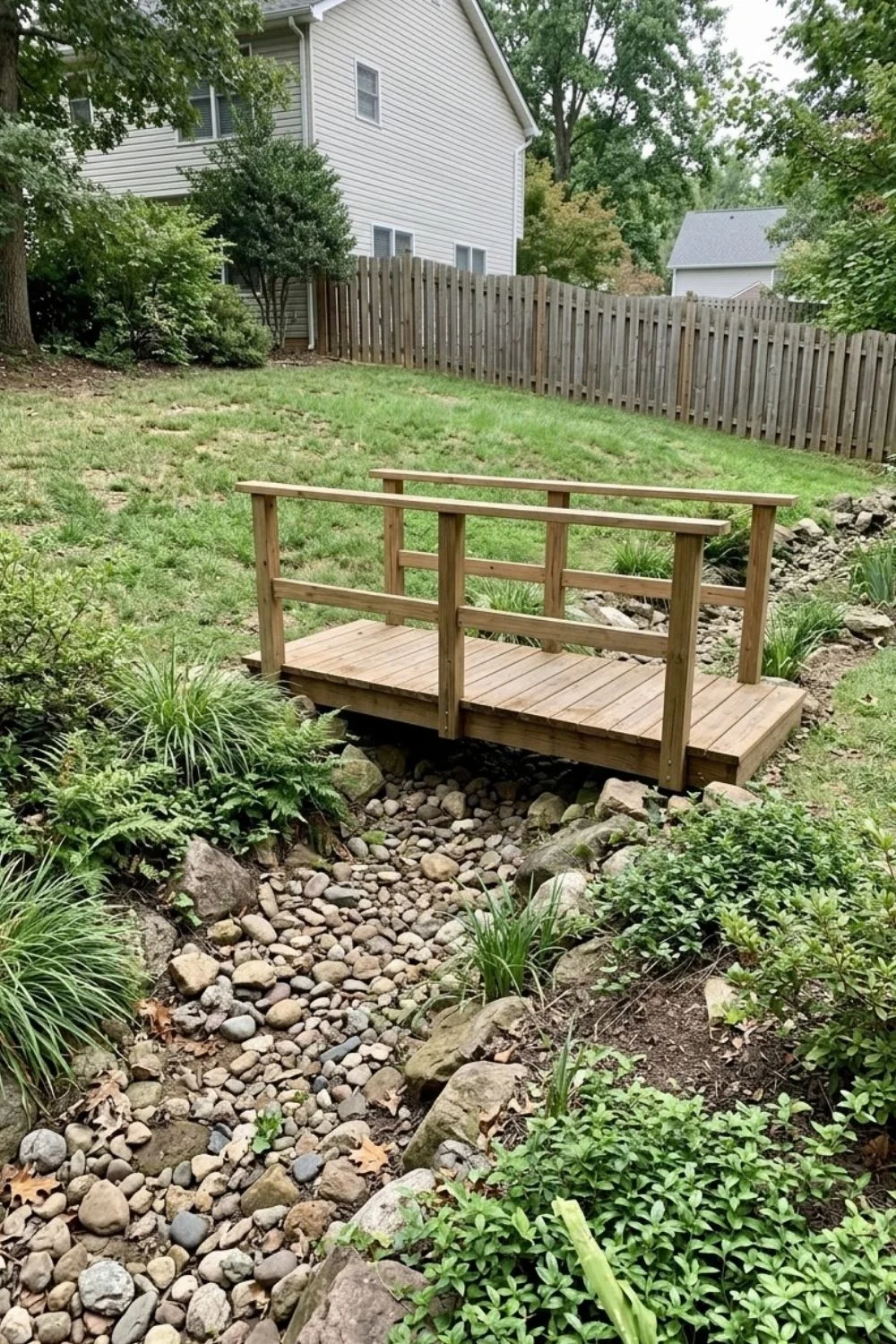 Elevated Bridge or Boardwalk integrated into a sloped suburban backyard