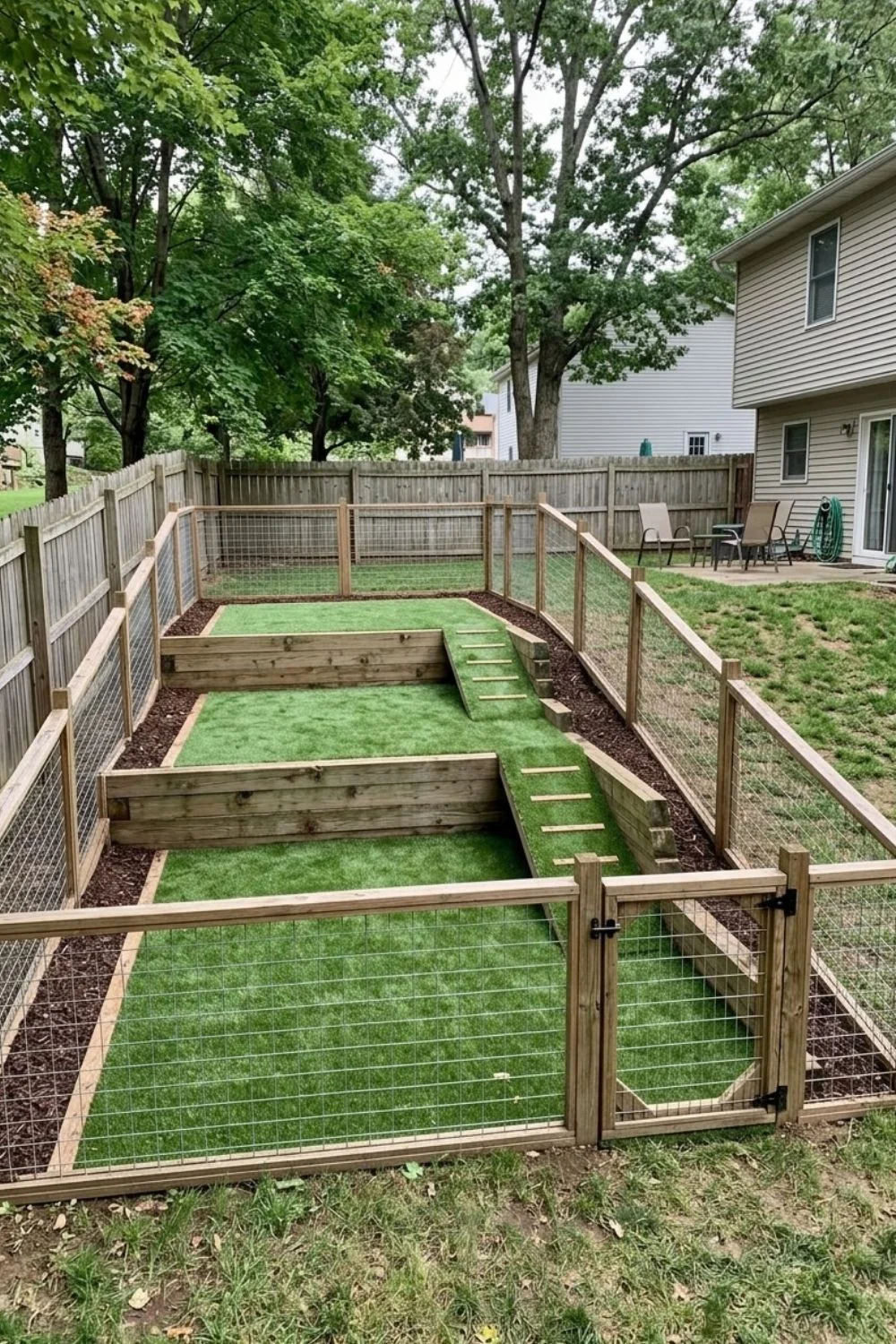 Terraced Dog Run integrated into a sloped suburban backyard